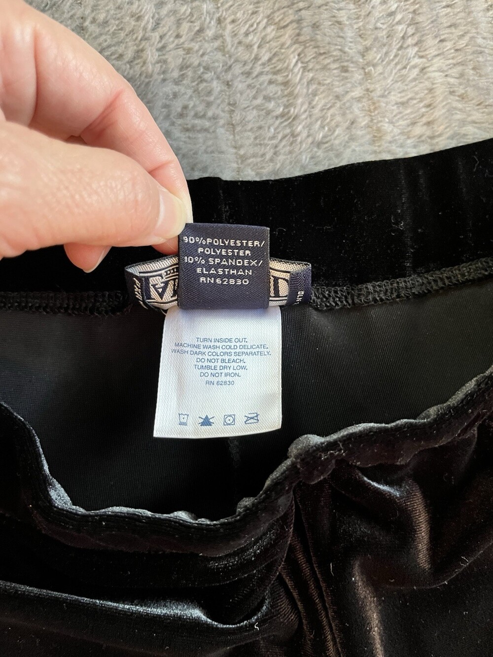 Women’s Lands' End Black Velvet Pants Size Med Elastic Waist Wide Leg Holiday - Picture 9 of 14